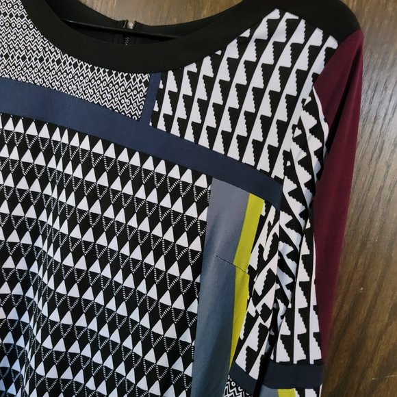 J Taylor Womens Dress Multicolor Geometric Shift Dress 3/4 Sleeve Zipper Size 16 - Picture 4 of 10
